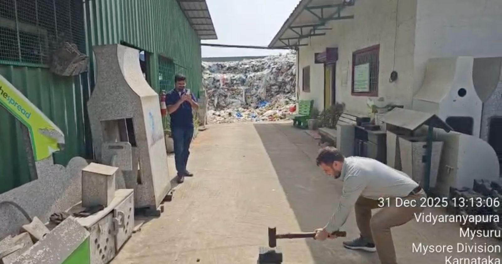 Plastics For Change CEO Andrew Almack Tests Strength of Jagruth Tech’s Recycled Plastic Pavers
